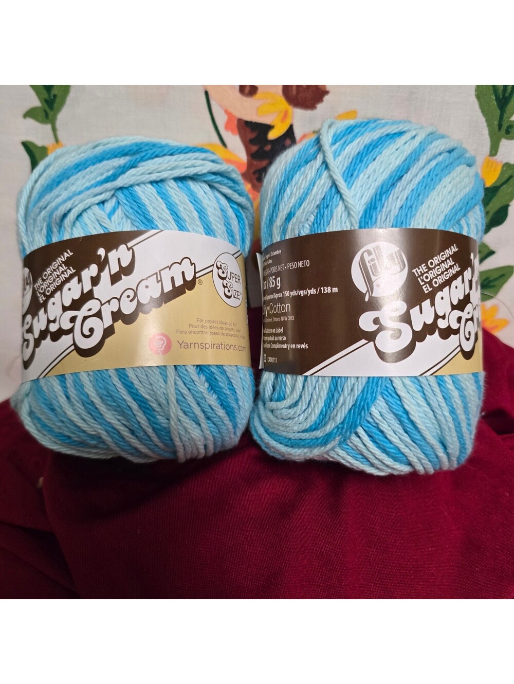 Lot of 2 Super Size  Lily Sugar 'n Cream The Original Yarn Swimming Pool 3oz 150